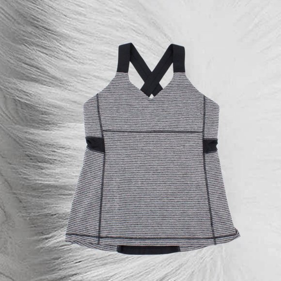 🎉🎉Cute Lululemon Grey Stripe Tank Others posted in this style too! - Picture 1 of 10